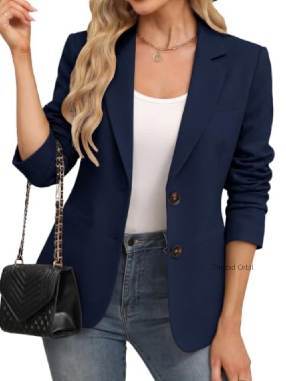 Women's Notch Collar Slim Fit Business Blazer Long Sleeve Office Suit Jacket